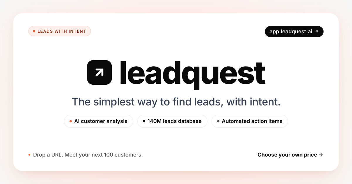 Leadquest - The simplest way to find leads, with intent